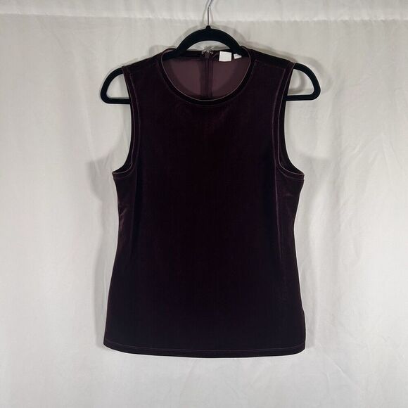 Gap Tops - Gap Blouse Women's Small Solid Purple Velvet Zip Back Sleeveless Stretchy